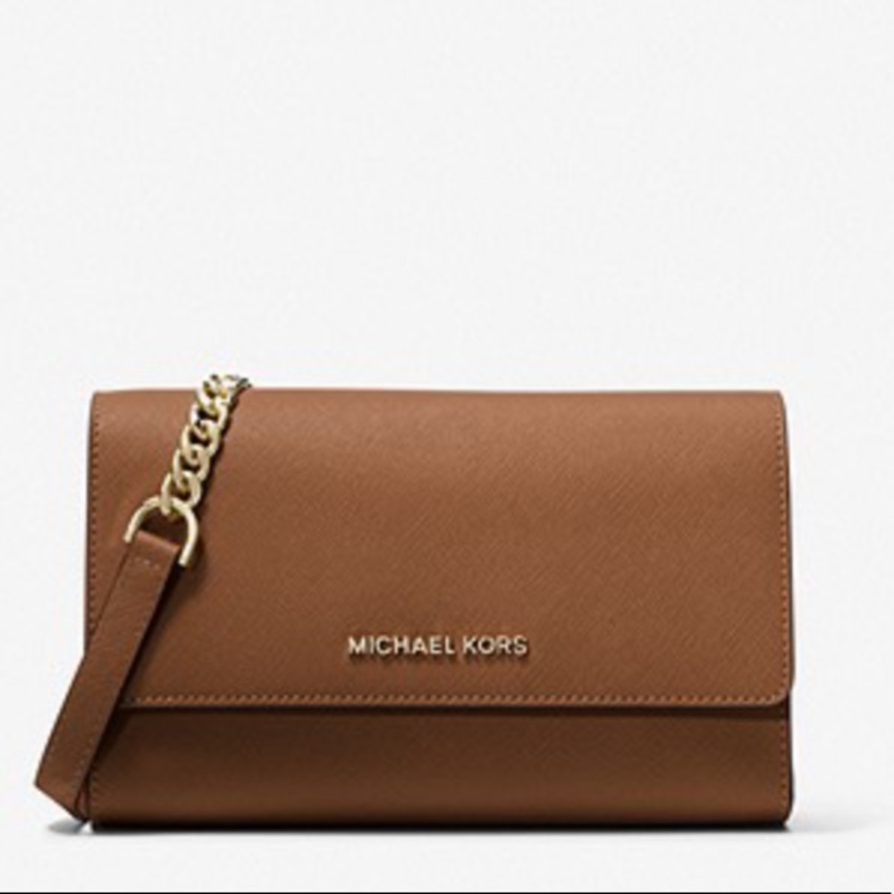 MICHAEL Michael Kors Saffiano Leather 3-in-1 Crossbody color: Luggage (Brown)